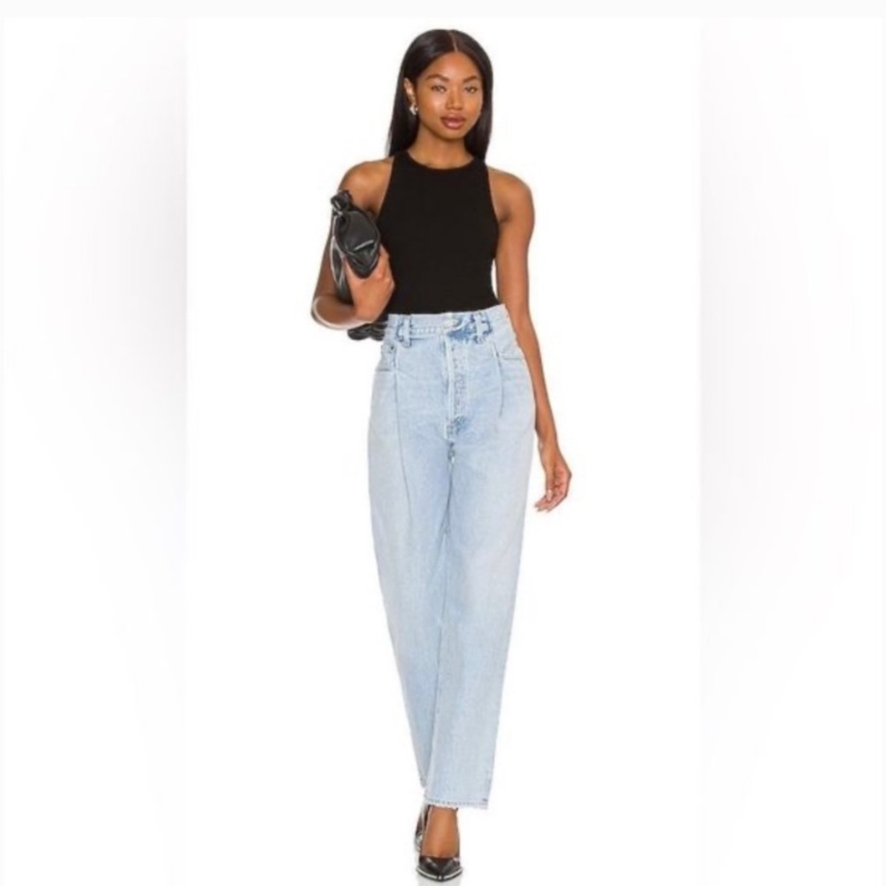 Agolde Fold Waistband Jean Straight Leg Size 26 Cotton Pleated - Picture 4 of 16